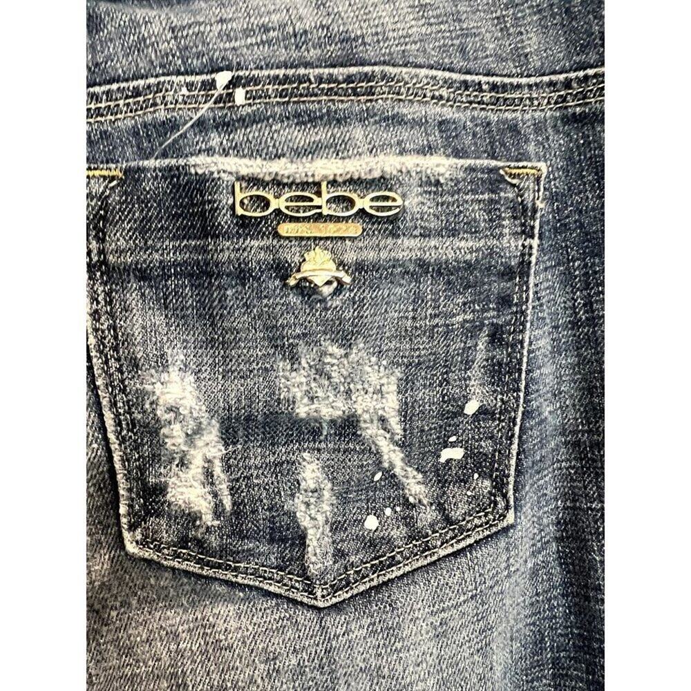 Bebe Premium Denim USA Paint Splatter Distressed Flare Jeans 29 Y2K - Picture 9 of 13